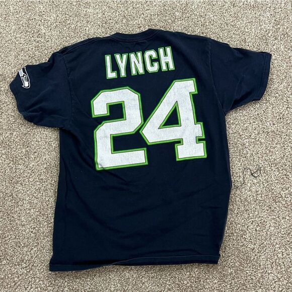 Retro Seattle Seahawks Marshawn Lynch Jersey T Shirt Men's M - Picture 1 of 3